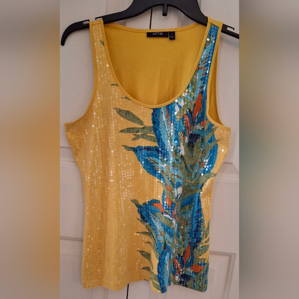 Apt. 9 Blue and Gold Sequin Tank Top